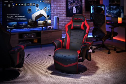 900 Gaming Recliner Red With Adjustable Leg Rest Cupholder