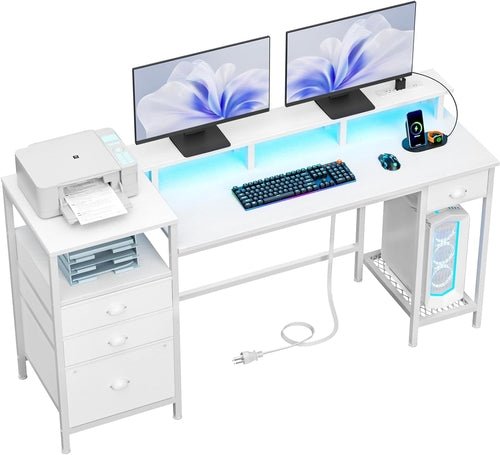 White 60 Inch Computer Desk For Home Office Modern - Crafted Creator
