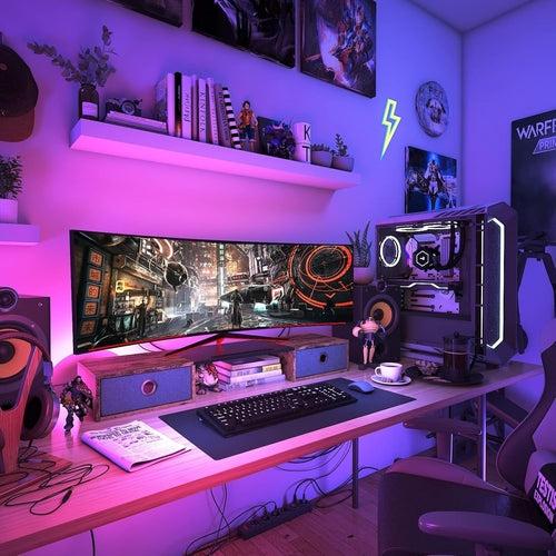 Ergonomic Dual Monitor Stand Riser With Two Drawers For Comfortable Workspace Organization