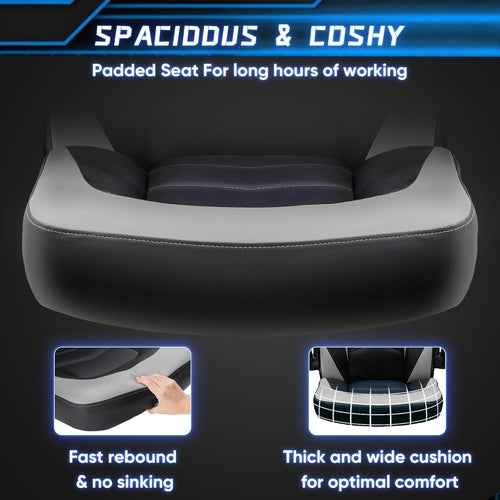 Big And Tall Leather Office Gaming Chair With Adjustable Armrests For Desk Ergonomic Support