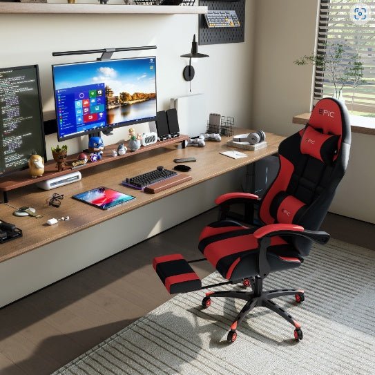 Pro Gamer Chair with Breathable Leather w/ Footrest - Crafted Creator