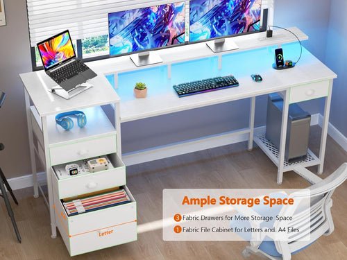 White 60 Inch Computer Desk For Home Office Modern - Crafted Creator