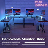 L Shaped Gaming Desk With Monitor Riser 51 Inch Corner Desk For Home Office And Gaming Setup