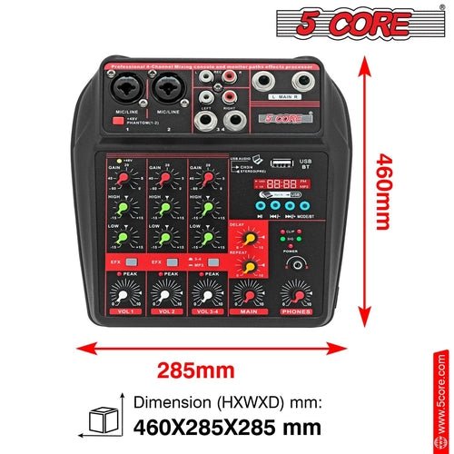 5 Core Audio Mixer 4 Channel DJ Equipment with Bluetooth USB Sound - Crafted Creator