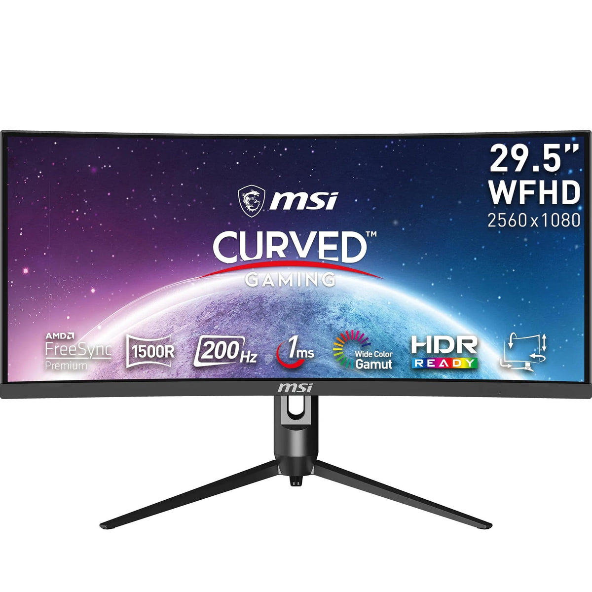 MAG301CR2 30" Gaming Monitor 2560 x 1080 (UWFHD) VA 200Hz FreeSync HDR Ready HDMI Displayport USB C Tilt Swivel Height AdjustableBlack