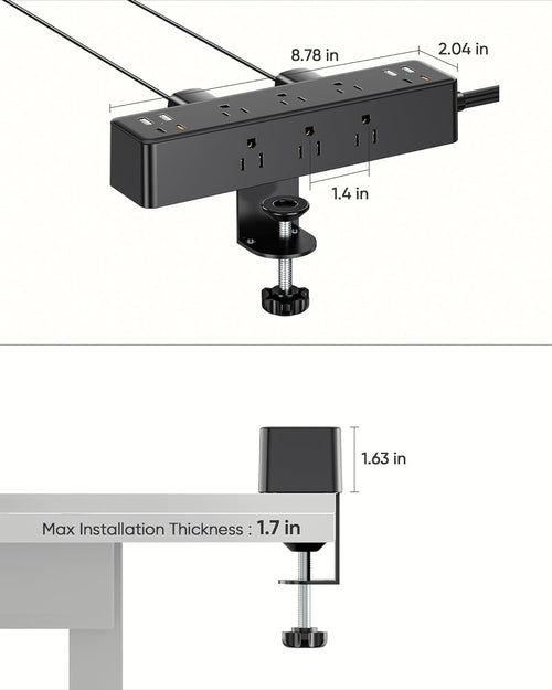 Desk Clamp Power Strip With 17-in-1 Hub And 40W Fast Charge - Crafted Creator