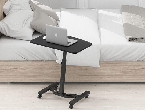 Height Adjustable Mobile Laptop Cart 28 to 33 Inches with Locking Wheels Black Portable Desktop Cart