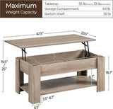 Lift Top Coffee Table With Hidden Compartment Grey - Crafted Creator