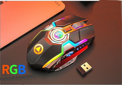 Color Wireless Gaming RGB Rechargeable Mute Button Mouse 7 Keys