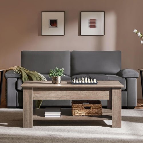 Lift Top Coffee Table With Hidden Compartment Grey - Crafted Creator