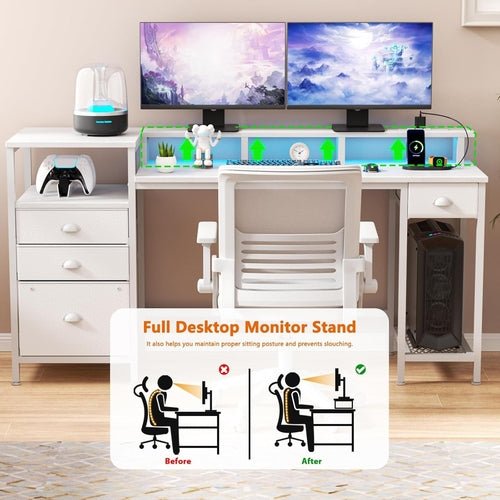 White 60 Inch Computer Desk For Home Office Modern - Crafted Creator