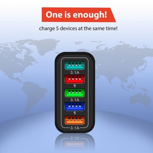 PBG 5-Port LED Wall Charger & 4 XL 10FT iPhone Charging Cables - Crafted Creator
