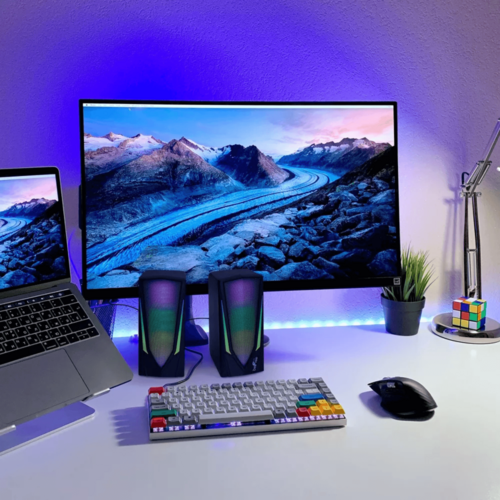 Dual 2.0 Computer Gaming Speakers with LED RGB Lights