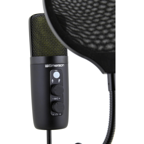 Emerson USB Gaming And Streaming Condenser Microphone With LED Lighting And Noise Canceling Technology
