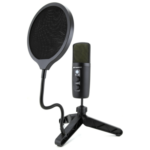 Emerson USB Gaming And Streaming Condenser Microphone With LED Lighting And Noise Canceling Technology