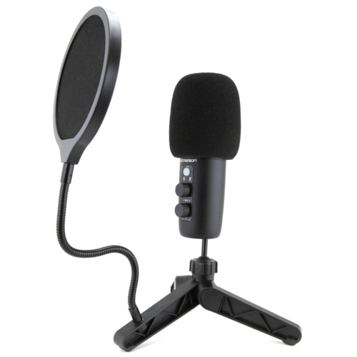 Emerson USB Gaming And Streaming Condenser Microphone With LED Lighting And Noise Canceling Technology