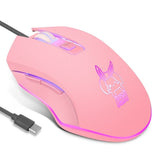 2400dpi LED Dimmable Wired Mouse for Computer Gamer - Pink
