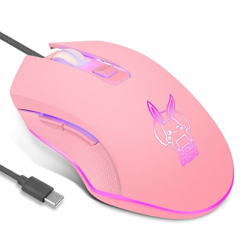 2400dpi LED Dimmable Wired Mouse for Computer Gamer - Pink