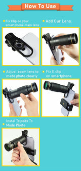 Kit de lentes para teléfono móvil 36X con trípode