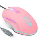 2400dpi LED Dimmable Wired Mouse for Computer Gamer - Pink