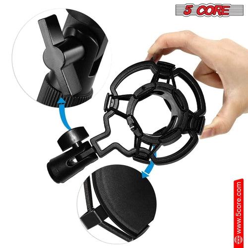 5Core All In One Podcast Microphone Bundle Professional Condenser Large Diaphragm With Pop Filter Shock Mount Tripod