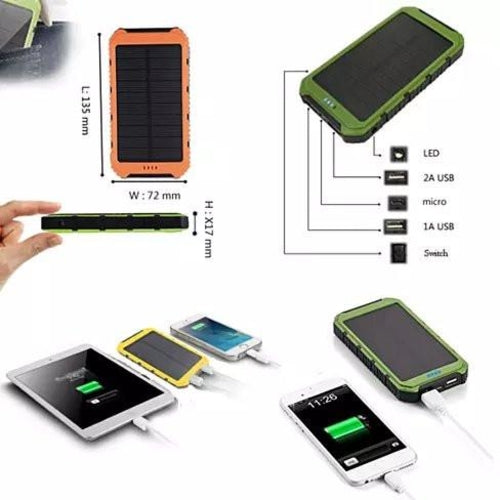Roaming Solar Power Bank 6000mAh Dual USB Ports Rugged Water Resistant Charger For Phone And Tablet