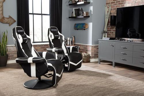 White Gaming Recliner Cupholder And Adjustable Footrest