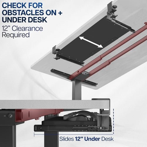 Under Desk Keyboard Tray 27x11 Inch C Clamp Mount Black - Crafted Creator