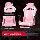 Pink PC Gaming Chair With Lumbar Support For Home Office