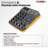 Audio Mixer 4 Channel DJ Equipment with Bluetooth USB Sound Board - Crafted Creator