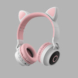 LED Light Cat Ear Headphones Wireless Bluetooth 5.0 Headset Portable