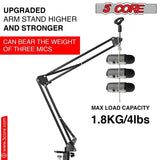 5Core Microphone Stand Suspension Desk Scissor Boom Arm With Shock Mount And Pop Filter Bundle For Podcasting