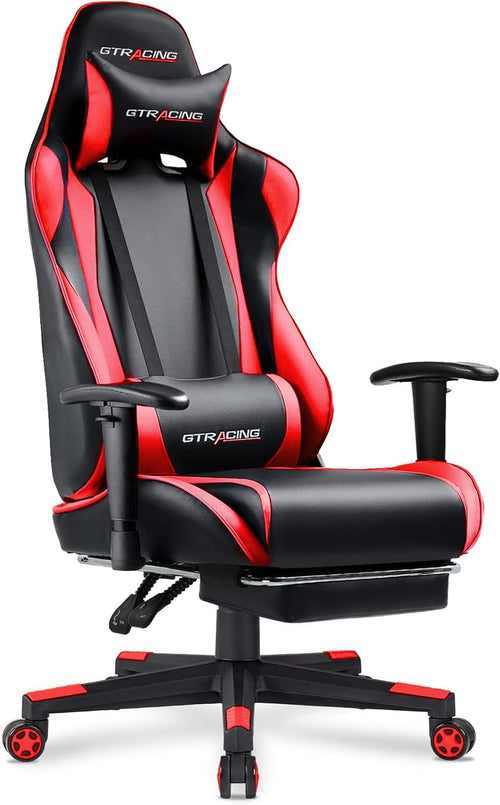 Brick Red Ergonomic Gaming Chair With Footrest And Reclining Seat For Long Hours Of Comfort