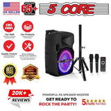 5Core 10 inch PA Portable Bluetooth Party Speaker Karaoke Boombox + 2 Mics - Crafted Creator