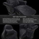 900 Gaming Recliner Black With Adjustable Leg Rest Cupholder