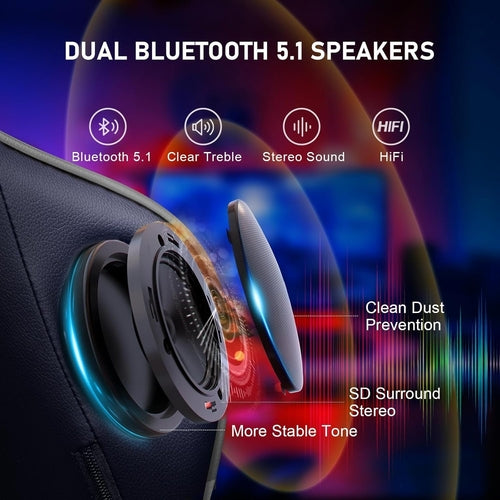 Bluetooth Gaming Chair With Footrest For Home Office Dual Bluetooth Speakers And Ergonomic Surround Sound