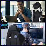 Ergonomic Gaming Chair With Lumbar Support Footrest White - Crafted Creator