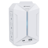 Cargador de pared Emerson con 6 tomacorrientes + USB, protección contra sobretensiones y LED