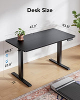 48 Inch Black Electric Standing Desk With Adjustable Height