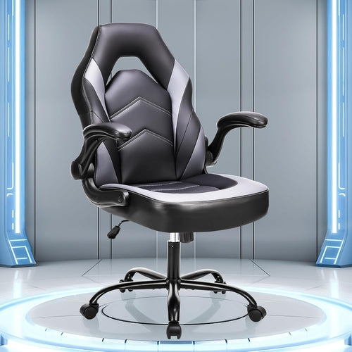 Big And Tall Leather Office Gaming Chair With Adjustable Armrests For Desk Ergonomic Support