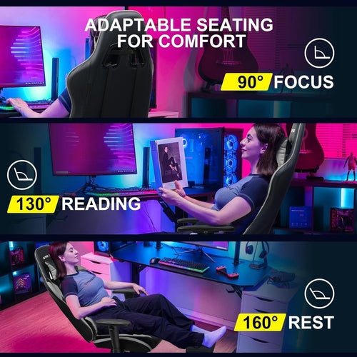 Ergonomic Gaming Chair With Footrest For Long Sessions Gray - Crafted Creator