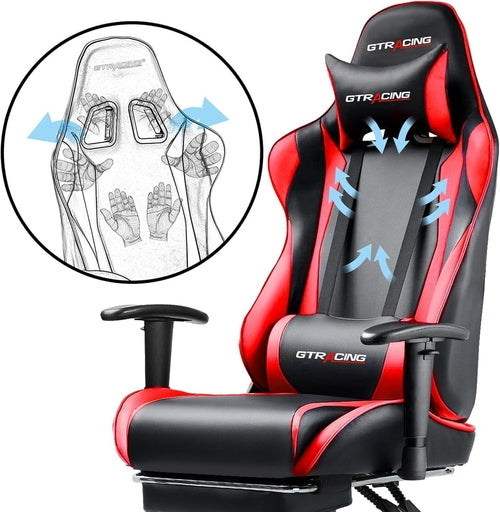 Brick Red Ergonomic Gaming Chair With Footrest And Reclining Seat For Long Hours Of Comfort