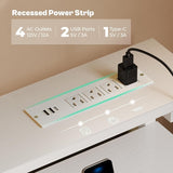 White 47 Inch LED Gaming Desk With 6 Drawers USB Type C