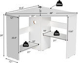 Compact White Corner Desk With Storage Shelves For Home Office