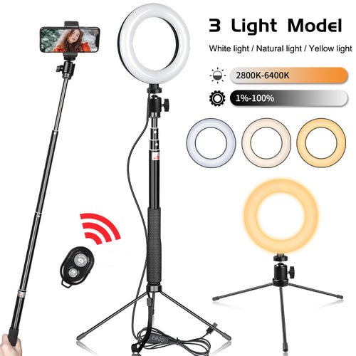 Metal Bracket Selfie Stick Bluetooth Set Ring Light with Gimbal - Crafted Creator