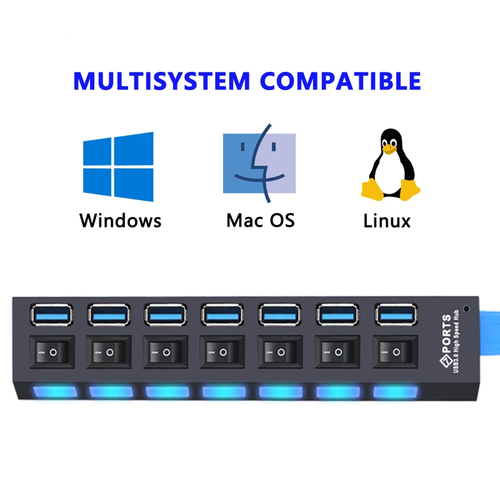 USB 3 0 Hub 4 Port Or 7 Port USB Splitter Multiport Expansion For Data Transfer Not Charging Optional Power Adapter