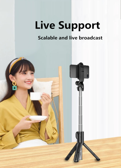 3 In 1 Tripod Bluetooth Selfie Stick With Fill Light For Smartphone Aluminum Retractable Extendable Handle Stable Mount