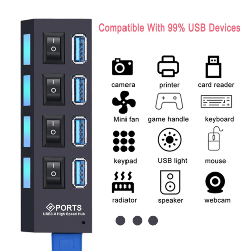 USB 3 0 Hub 4 Port Or 7 Port USB Splitter Multiport Expansion For Data Transfer Not Charging Optional Power Adapter
