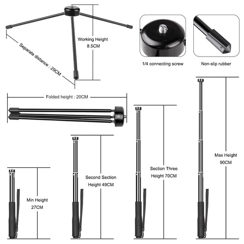 Metal Bracket Selfie Stick Bluetooth Set Ring Light with Gimbal - Crafted Creator