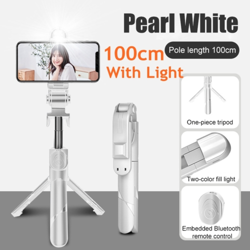 3 In 1 Tripod Bluetooth Selfie Stick With Fill Light For Smartphone Aluminum Retractable Extendable Handle Stable Mount